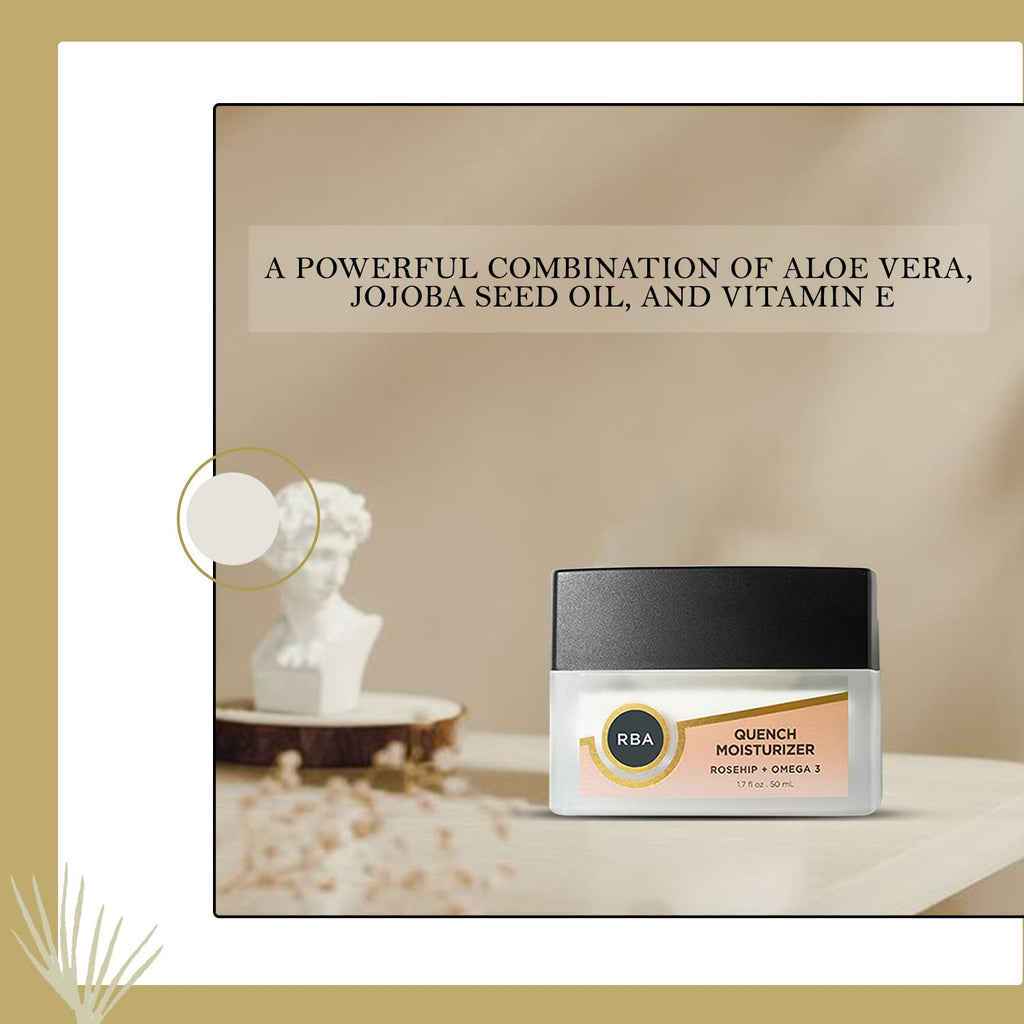 Round Barn Apothecary Quench Vegan Daily Face Moisturizer – Aloe Vera, Jojoba, Evening Primrose Oil – 1.7 oz