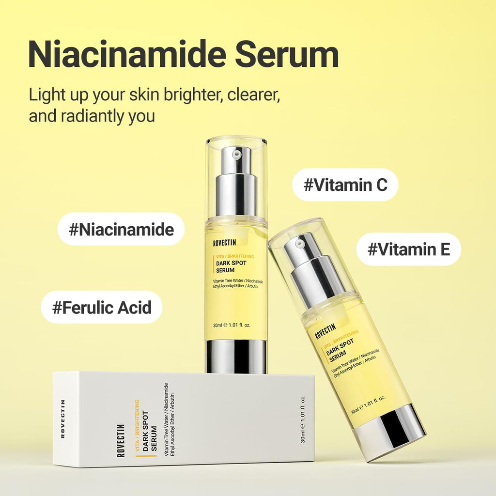 ROVECTIN Vita Dark Spot Serum – Brightening Vitamin C & Niacinamide, Vegan & Gentle, 1.01 fl oz