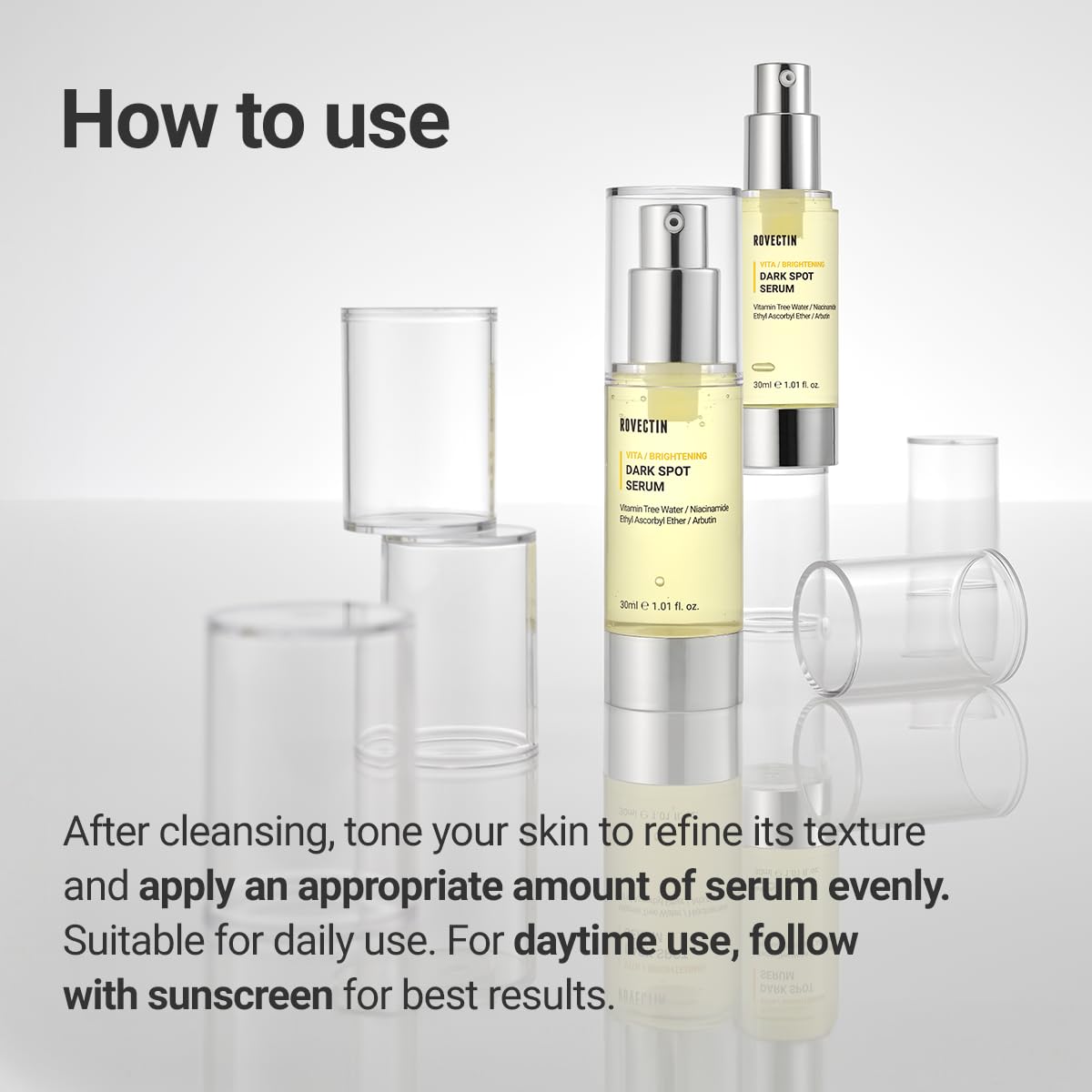ROVECTIN Vita Dark Spot Serum – Brightening Vitamin C & Niacinamide, Vegan & Gentle, 1.01 fl oz