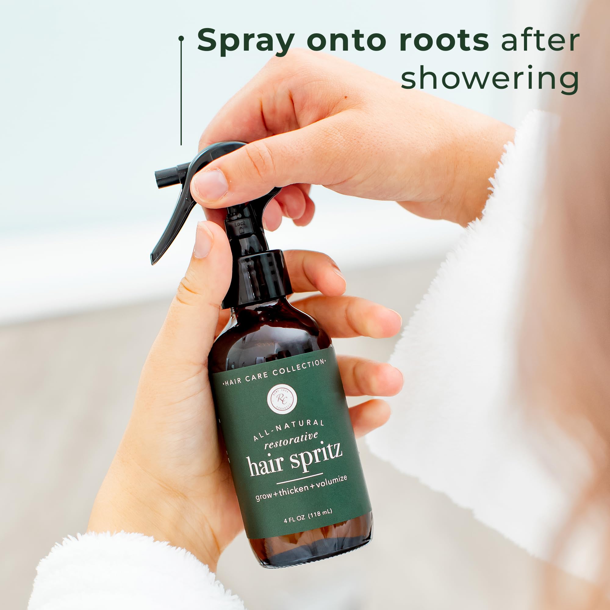 Rowe Casa Organics Restorative Hair Spritz with Witch Hazel & Essential Oils — Natural Hair Thickener, 4 Fl Oz