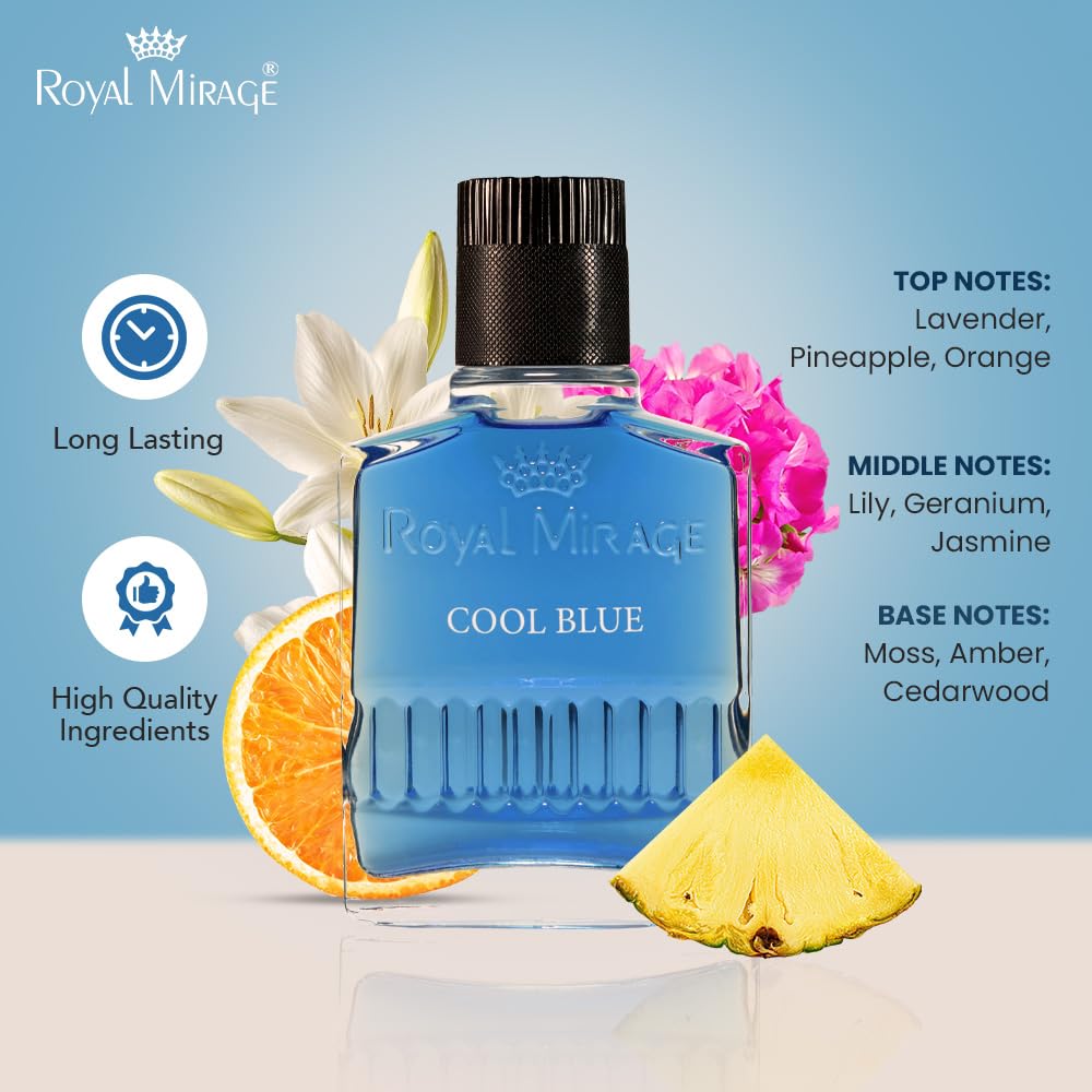 Royal Mirage Cool Blue Aftershave for Men – Ocean Fresh Post-Shave Lotion, 3.4 oz