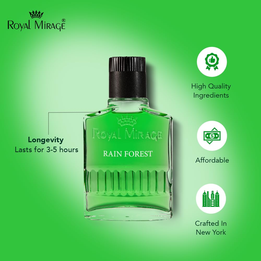 Royal Mirage Rainforest Aftershave for Men – Refreshing Post-Shave Lotion with Aromatic Woody Fragrance | 3.4 oz