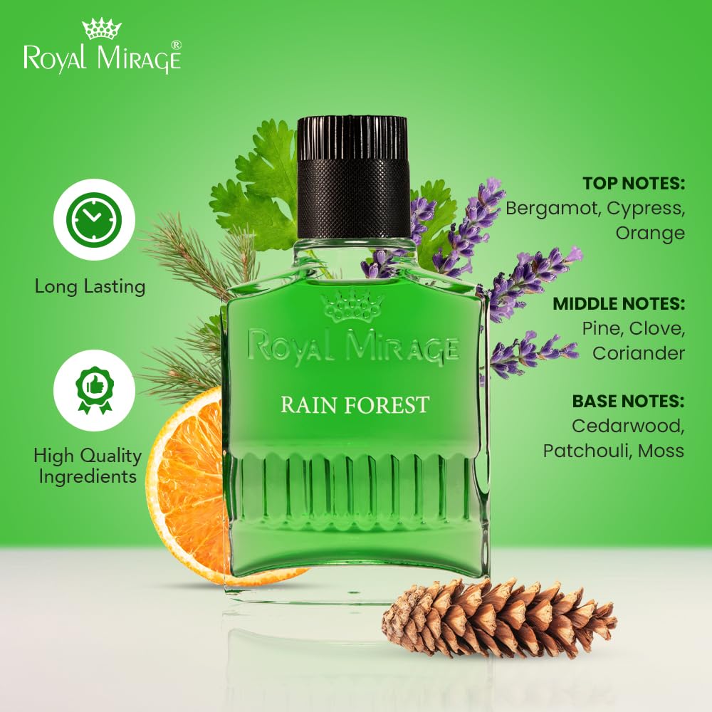 Royal Mirage Rainforest Aftershave for Men – Refreshing Post-Shave Lotion with Aromatic Woody Fragrance | 3.4 oz