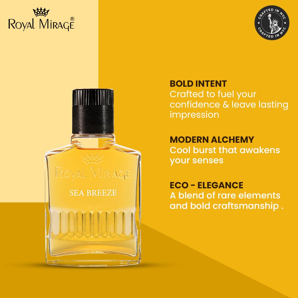 Royal Mirage Sea Breeze Aftershave for Men – Fresh Woody-Spicy Scent, 3.4 oz