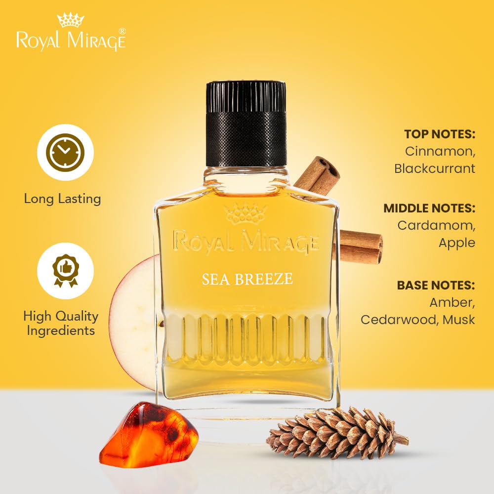 Royal Mirage Sea Breeze Aftershave for Men – Fresh Woody-Spicy Scent, 3.4 oz