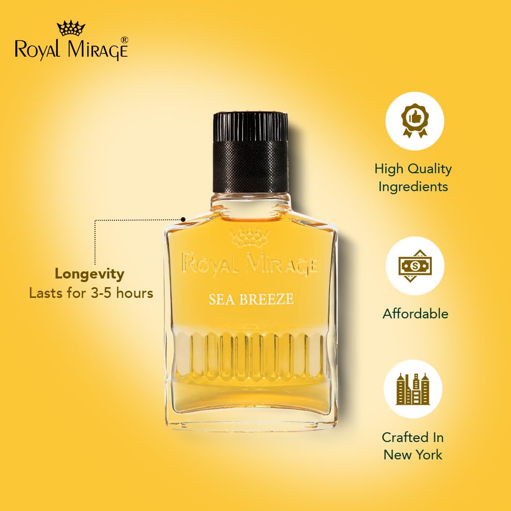 Royal Mirage Sea Breeze Aftershave for Men – Fresh Woody-Spicy Scent, 3.4 oz