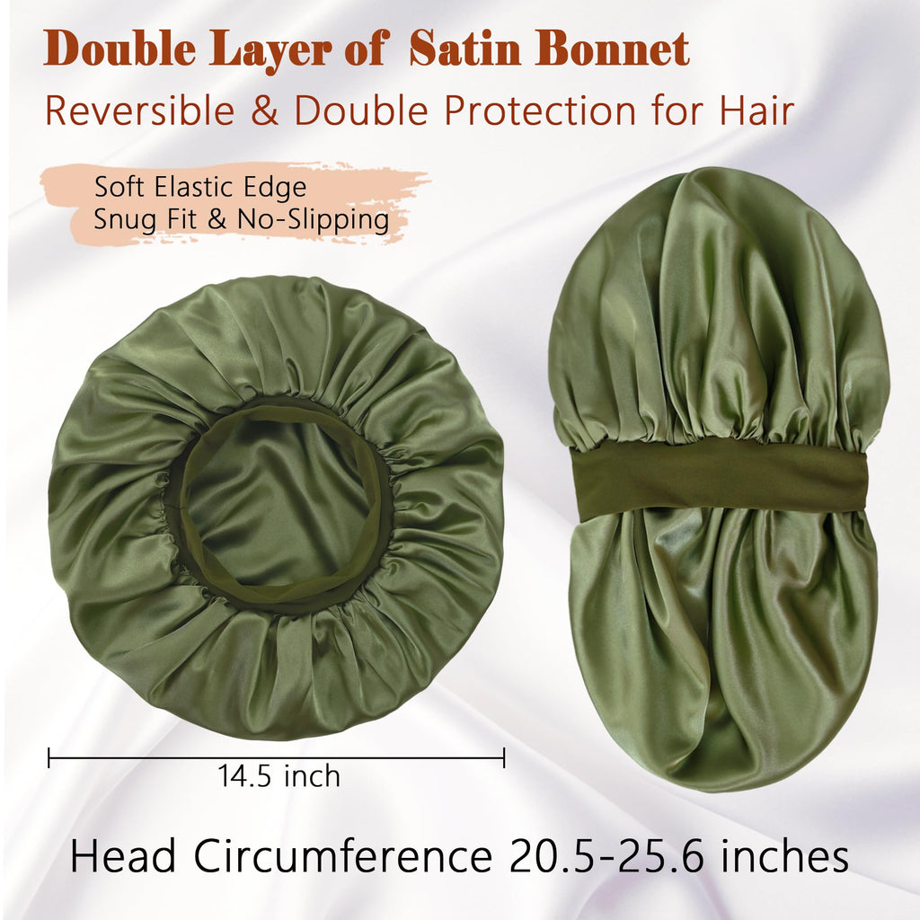 ROYBENS Silk Double-Layer Satin Sleep Bonnet – Large & Reversible