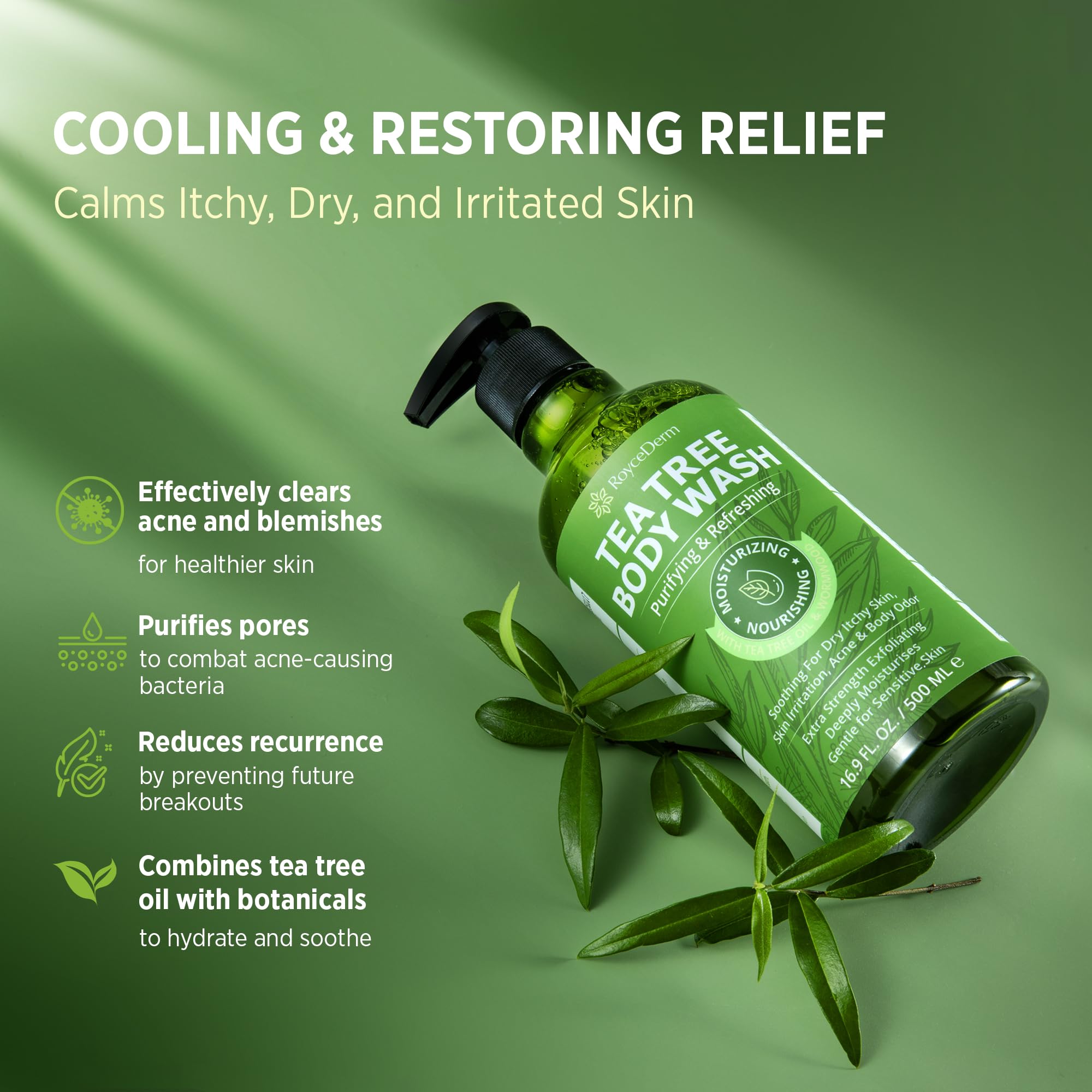 RoyceDerm Tea Tree Body Wash & Soap Set – Refreshing Cleanse with Tea Tree & Wormwood