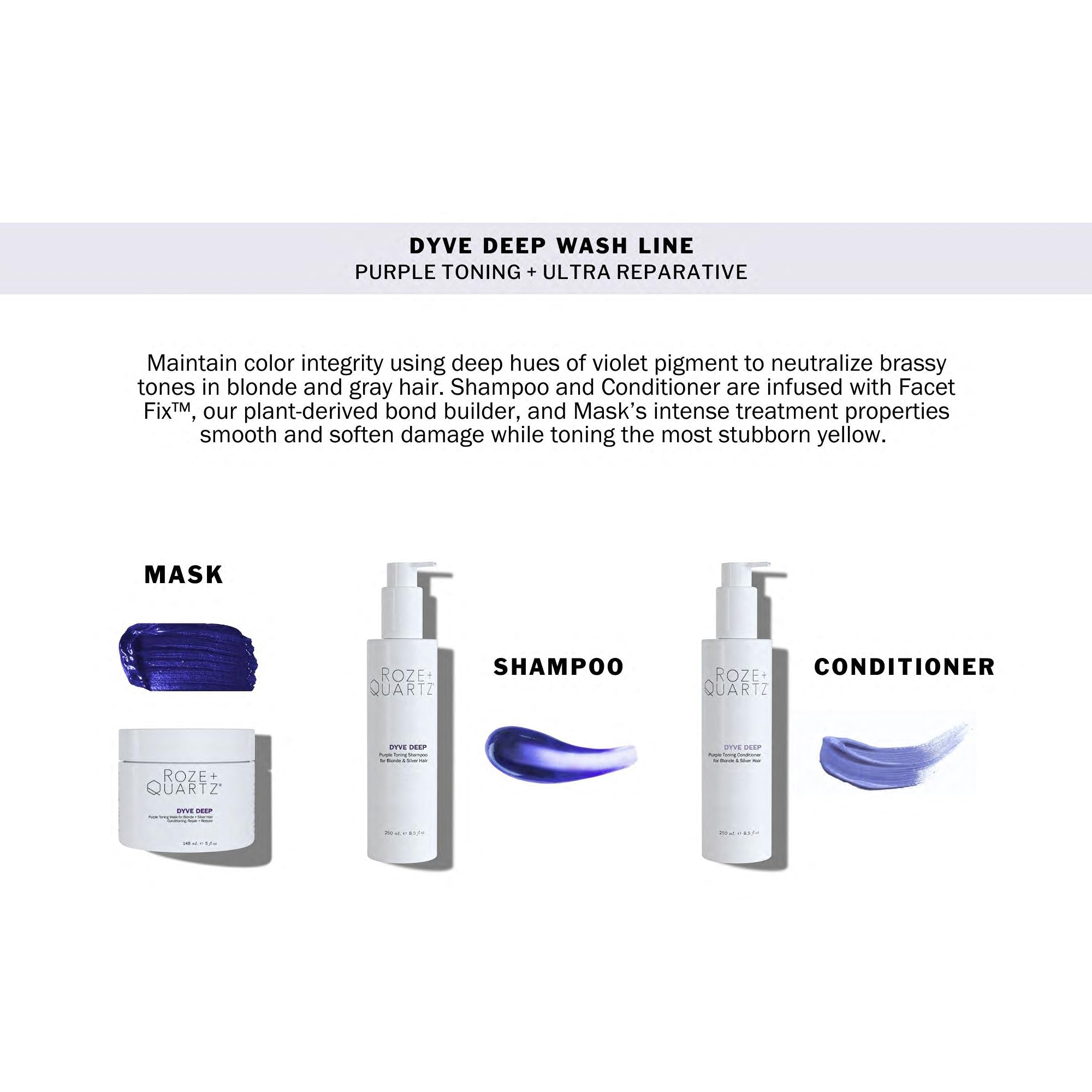 Roze + Quartz Dyve Deep Hair Mask – Ultra Purple Toner for Blonde, Silver & Highlights (5oz)