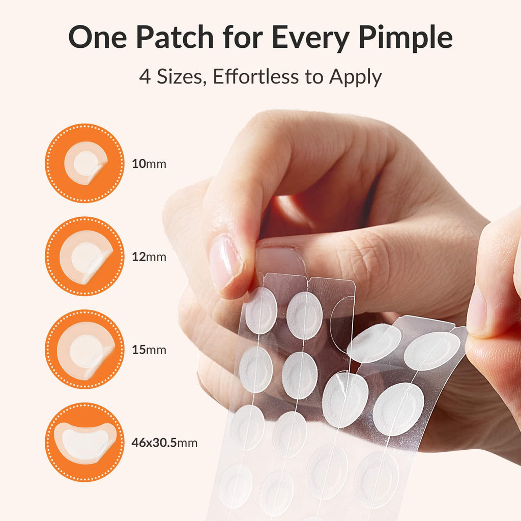RPE Life Korean Pimple Patches – 36 Count, 4 Sizes, Hydrocolloid + Salicylic Acid