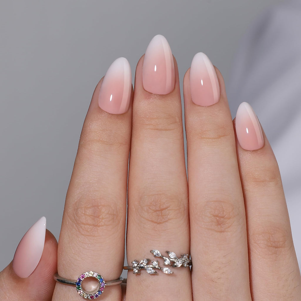 RPNZL Press On Nails Cappuccino – Ombre French Tip, UV Finish, 32 Nails Kit