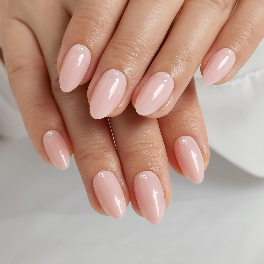 RPNZL Press On Nails - Pearl | Bubble Bath Medium Almond, Reusable Salon-Quality Kit (32 Nails, 16 Sizes)