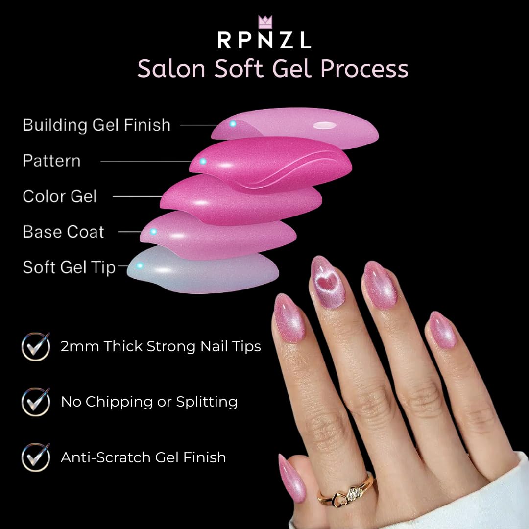 RPNZL Scarlett Press On Nails – Opaque Red Short Squoval, Salon-Quality Kit (32 Nails, 16 Sizes) with Glue & Tabs