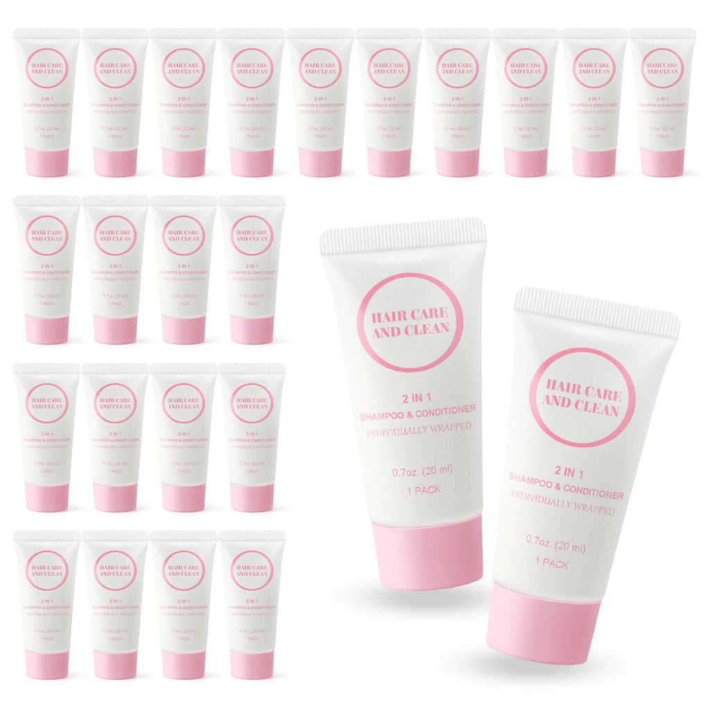 RSQAZQ 2-in-1 Travel Shampoo & Conditioner — 60 Tubes (0.7 oz) for Hotels, Shelters & Charities