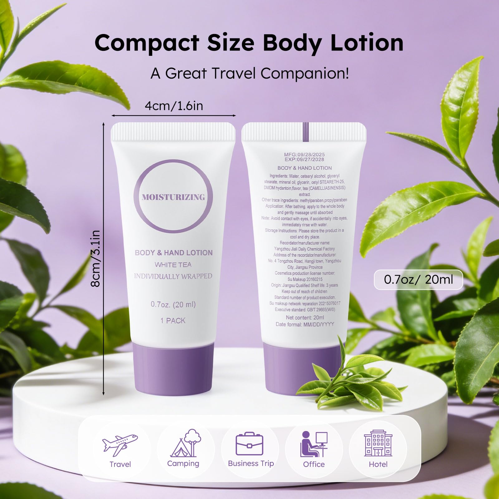 RSQAZQ Travel Size Body Lotion – 0.7 oz Mini Tubes (Pack of 100) | Portable Hydration