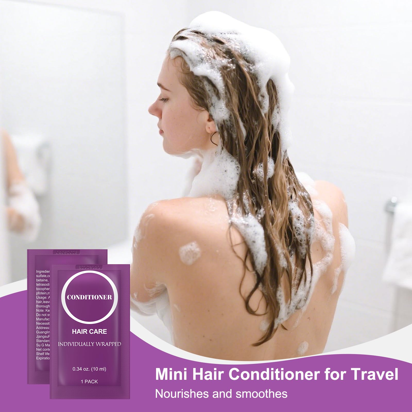 RSQAZQ Travel Size Conditioner 0.34oz — 100 Pack, Individually Wrapped for Hotels & Travel