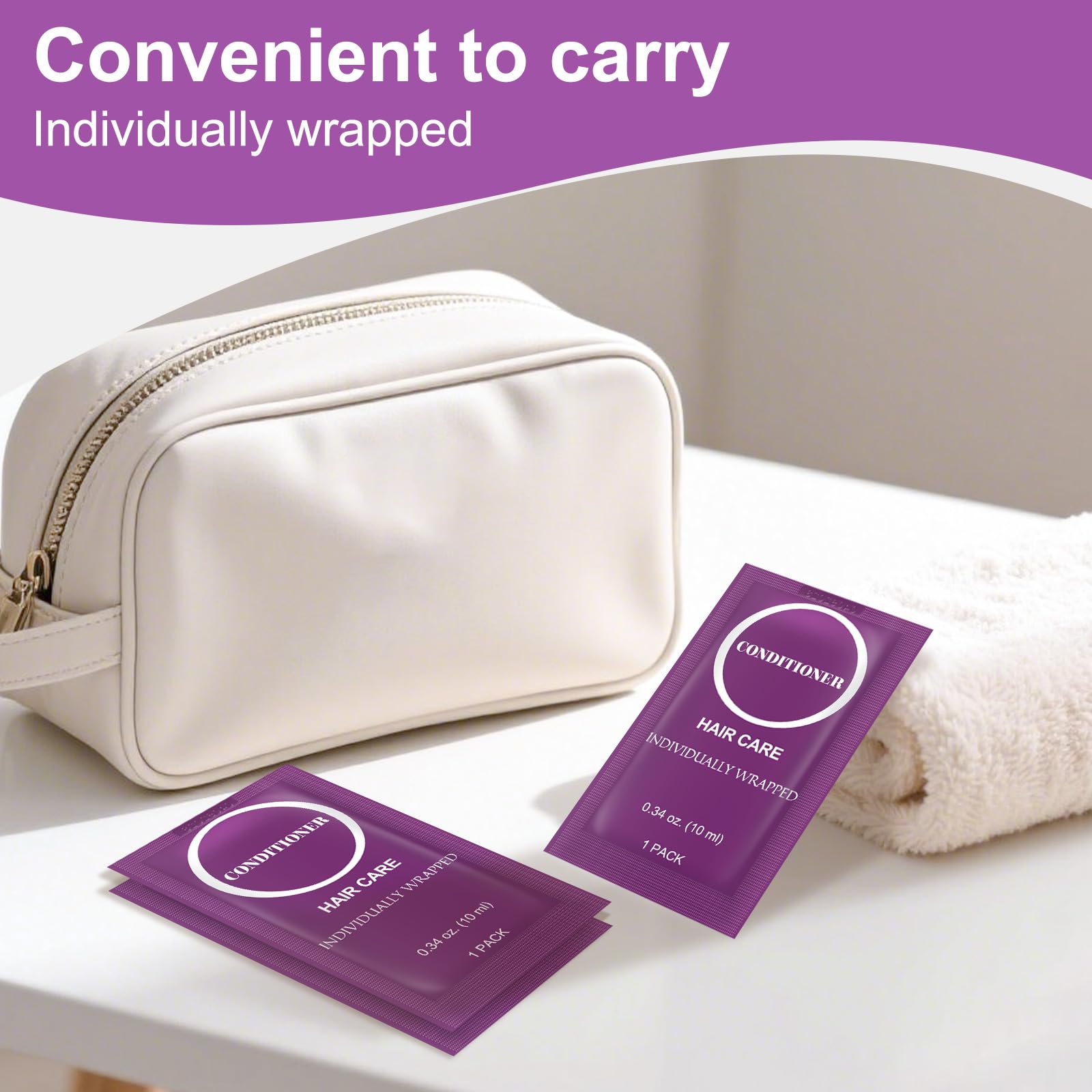 RSQAZQ Travel Size Conditioner 0.34oz — 100 Pack, Individually Wrapped for Hotels & Travel
