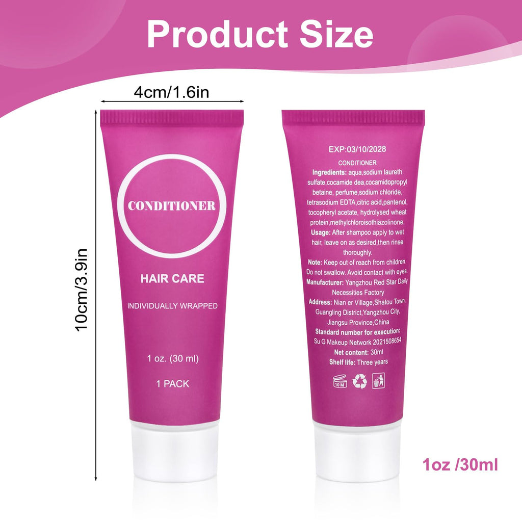 RSQAZQ Travel Size Conditioner 1oz — 30-Pack, Individually Wrapped for Hotels & Charities