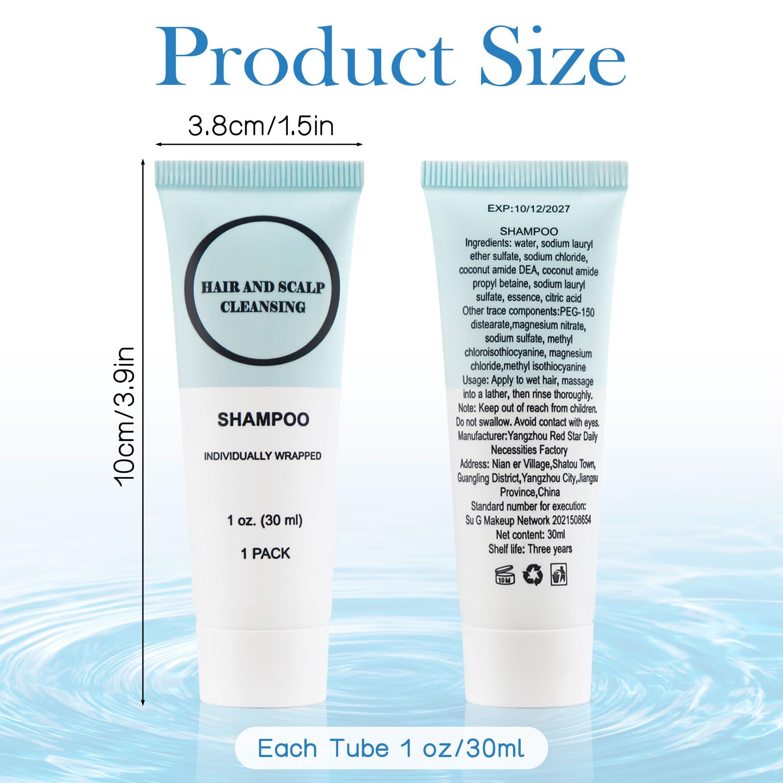 RSQAZQ Travel Size Shampoo – 100 Pack (1 oz / 30 ml) Individually Wrapped