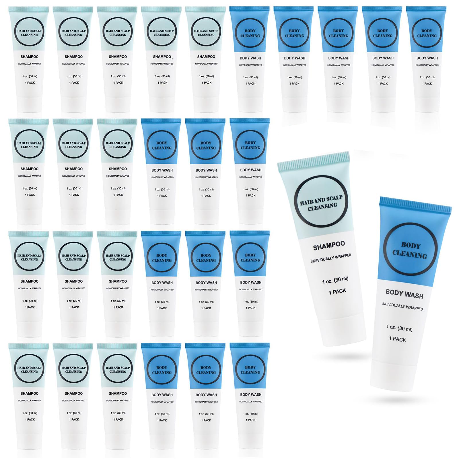 RSQAZQ Travel Size Shampoo & Body Wash Set – 20 Pack Hotel Mini Toiletries, 1oz