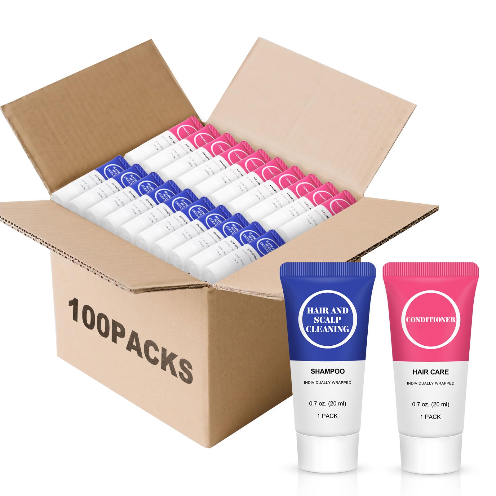 RSQAZQ Travel Size Shampoo & Conditioner Set – 0.7 fl oz Each, Pack of 100