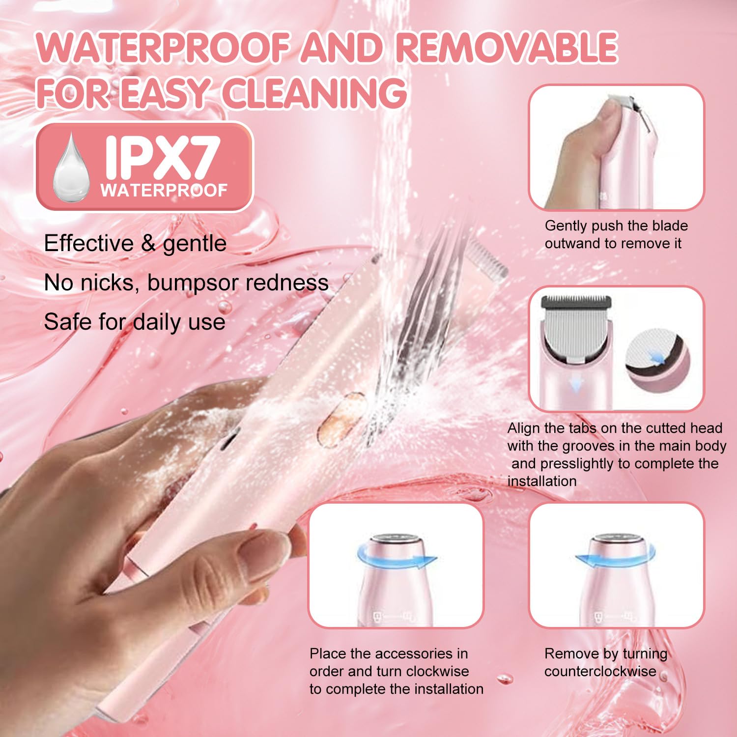 RtLvio Bikini Shaver 2-in-1 Dual Head Electric Trimmer – Wet & Dry, IPX7 Waterproof, Purple2