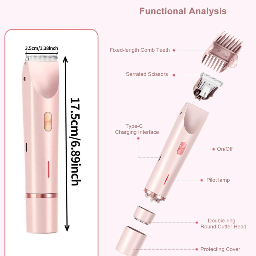 RtLvio Bikini Shaver 2-in-1 Dual Head Electric Trimmer – Wet & Dry, IPX7 Waterproof, Purple2