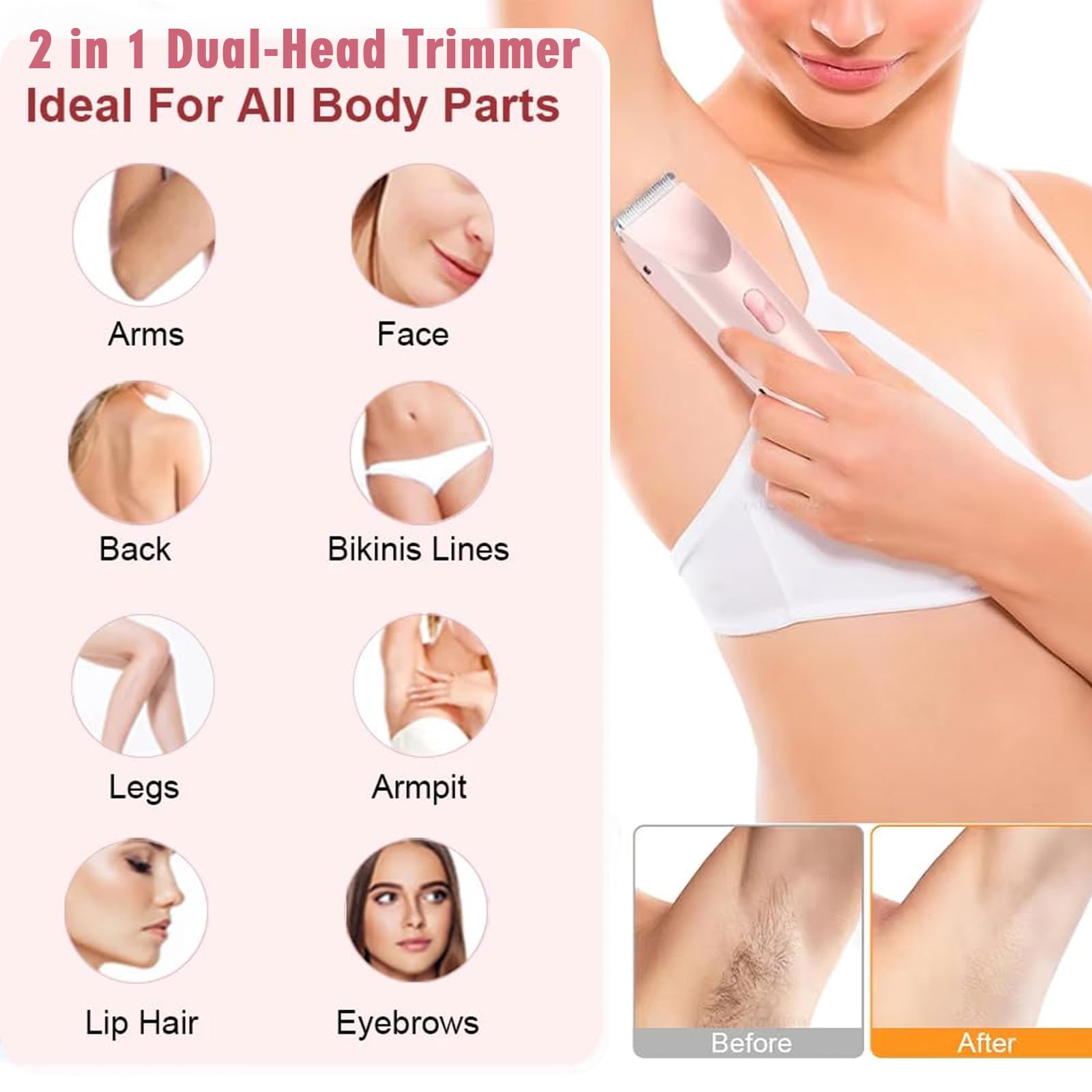 RtLvio Bikini Shaver 2-in-1 Dual Head Electric Trimmer – Wet & Dry, IPX7 Waterproof, Purple2