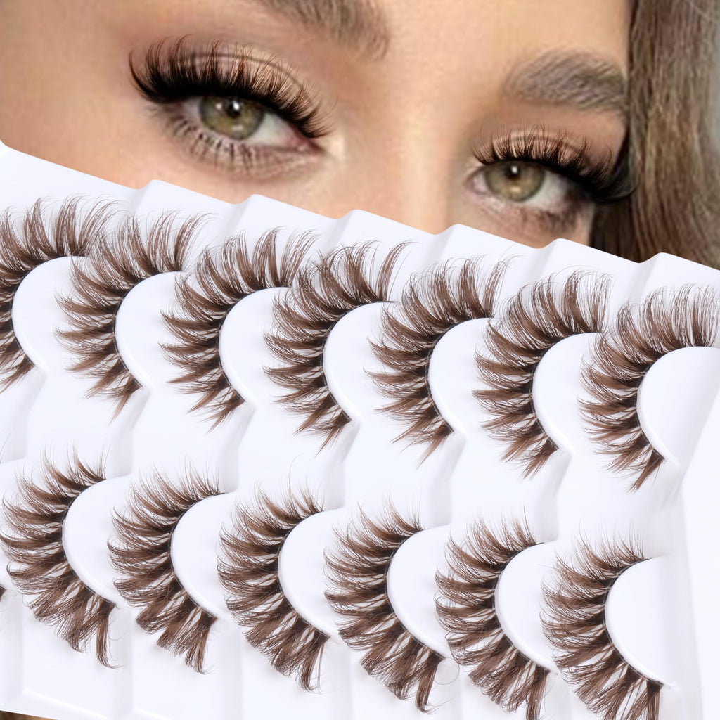 Ruairie Brown Lashes Wispy Cat Eye CD-Curly | 7 Pairs, 11–18mm Full Strip Lashes