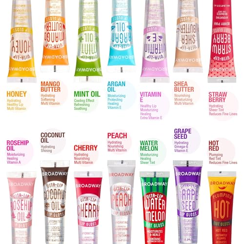 Ruby Kisses Broadway Vita-Lip Clear Lip Gloss (8 Pack) – Ultra Hydrating & High Shine