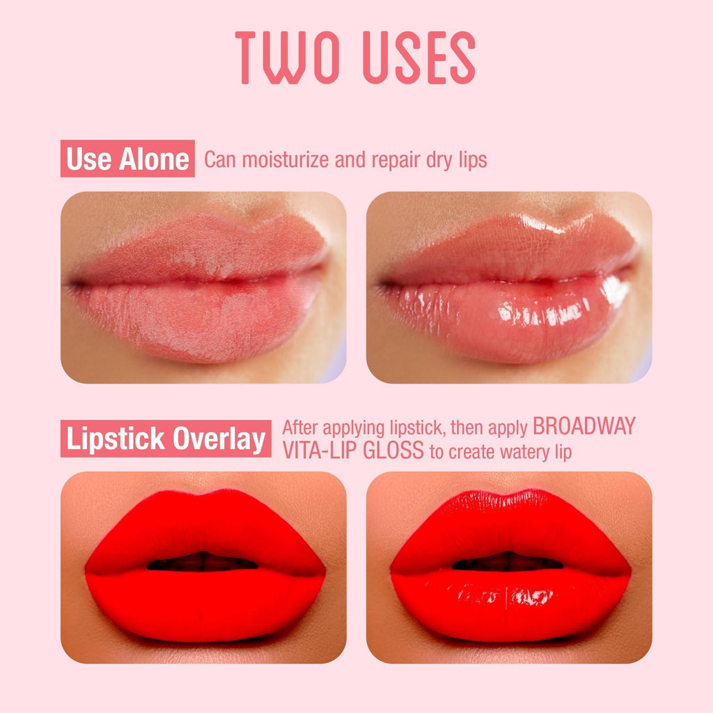 Ruby Kisses Broadway Vita-Lip Clear Lip Gloss (8 Pack) – Ultra-Hydrating, High-Shine, Non-Sticky