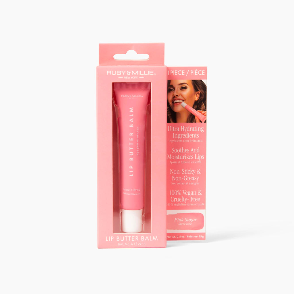 Ruby & Millie Tinted Lip Balm Pink Sugar – Hydrating Lip Butter, 0.5 oz, Vegan