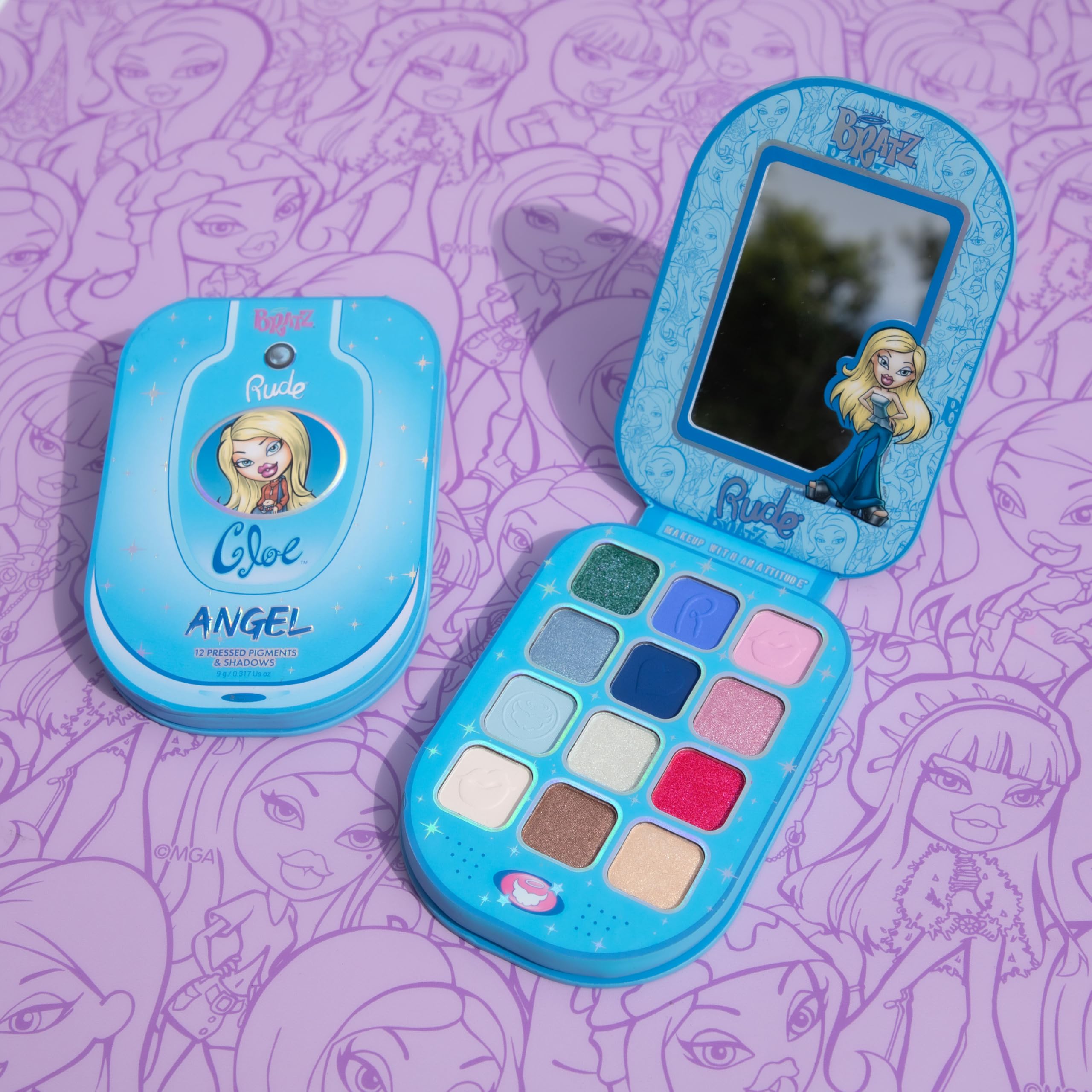 Rude Bratz Angel Eyeshadow Palette – 12 Vibrant Matte, Shimmer & Metallic Shades