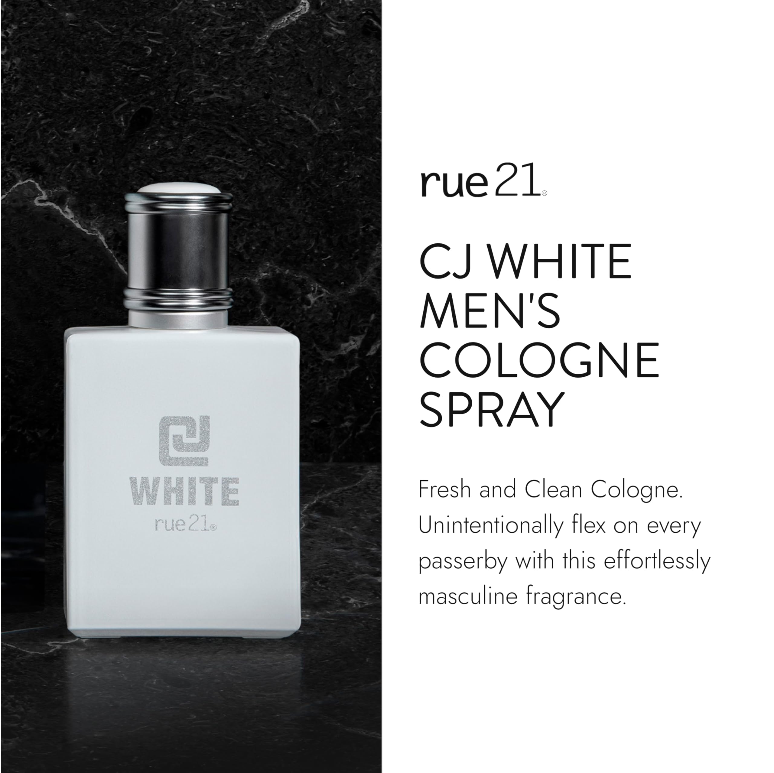 Rue 21 CJ White Men’s Cologne Spray – 1.7 fl oz (50 ml) | Fresh Citrus, Cruelty-Free