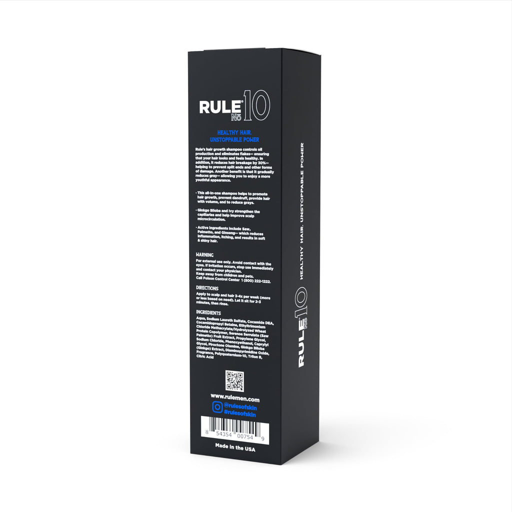 RULE No.10 Grey Reducing Anti-Dandruff Shampoo | Thinning Hair Support, Natural DHT Blocker, 6.7oz