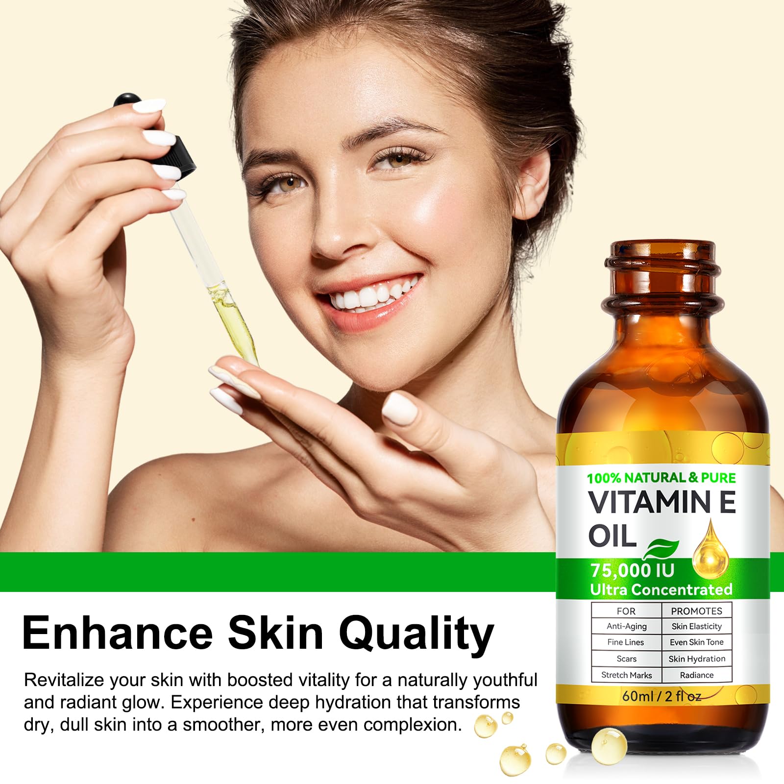 Rulviou Essential Vitamin E Oil for Skin – 75,000 IU Pure Vitamin E, 2 oz