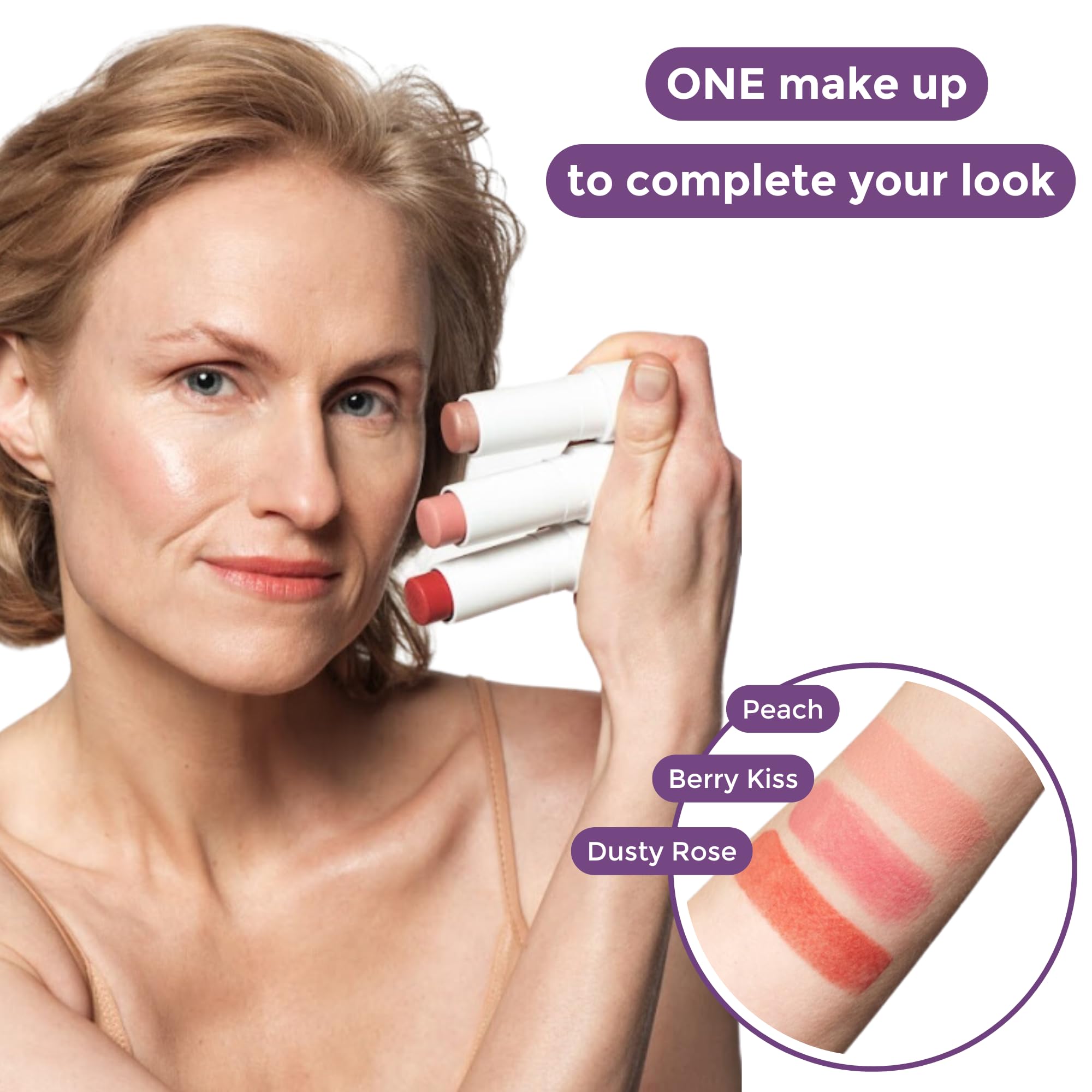 Rumi Cosmetiques BloomBlush+ Multipurpose Color Stick for Mature Skin – Nude Peach (Regular)