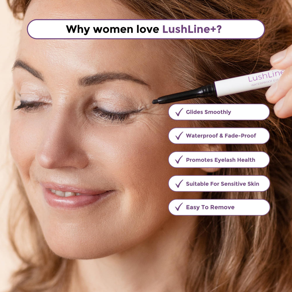 Rumi Cosmetiques LushLine+ Waterproof Eyeliner Pencil for Mature Eyes – Smudge-Proof