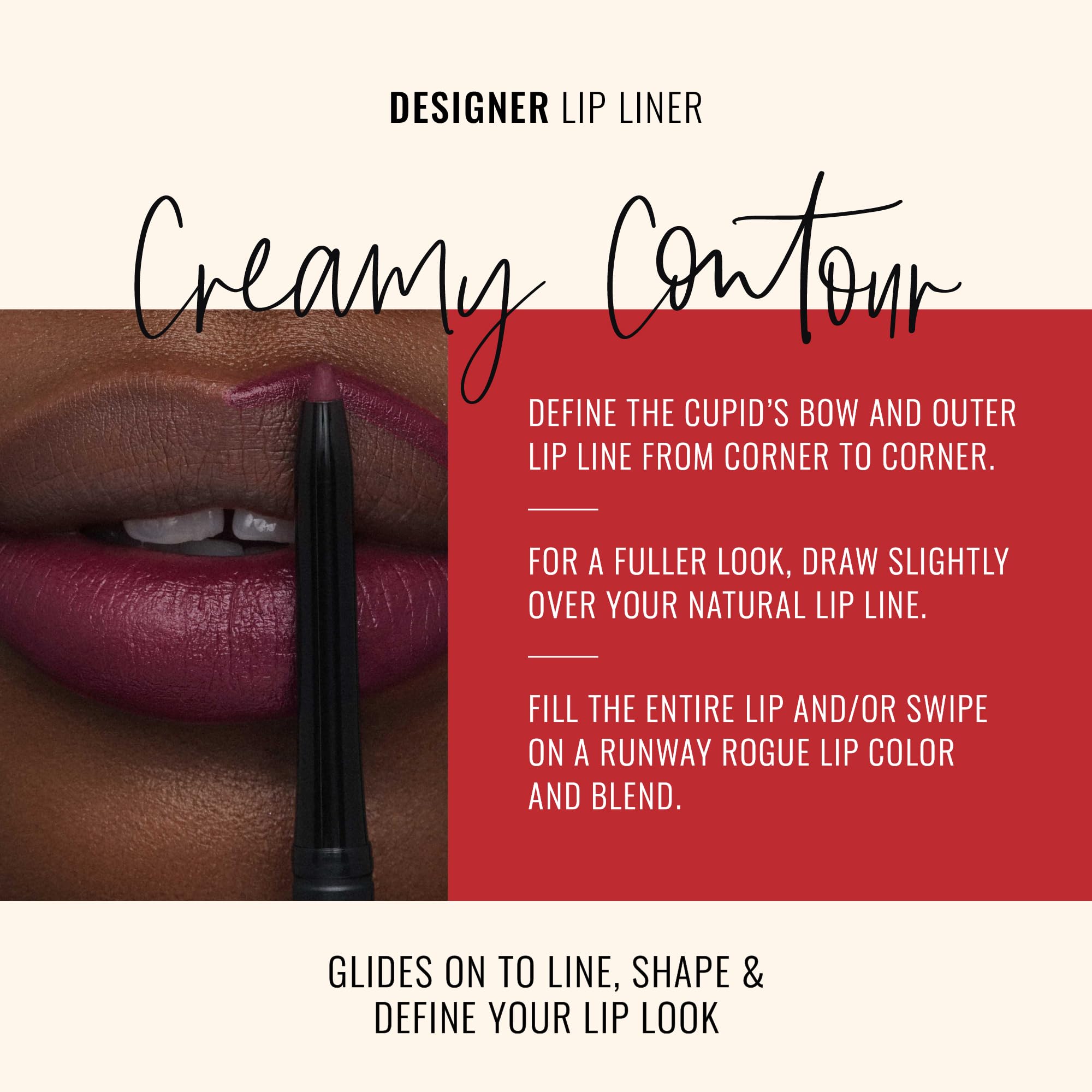 Runway Rogue Designer Liner Lip Pencil – Matte Rich Burgundy-Blackberry (Throwback)