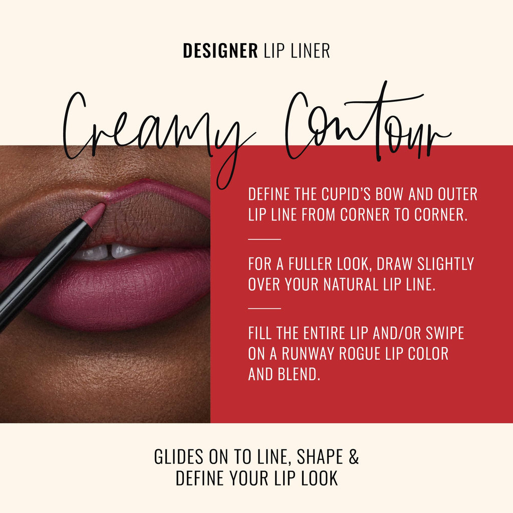 Runway Rogue Designer Liner Lip Pencil – Start the Show Matte Plum, Long-Wear, Built-in Sharpener