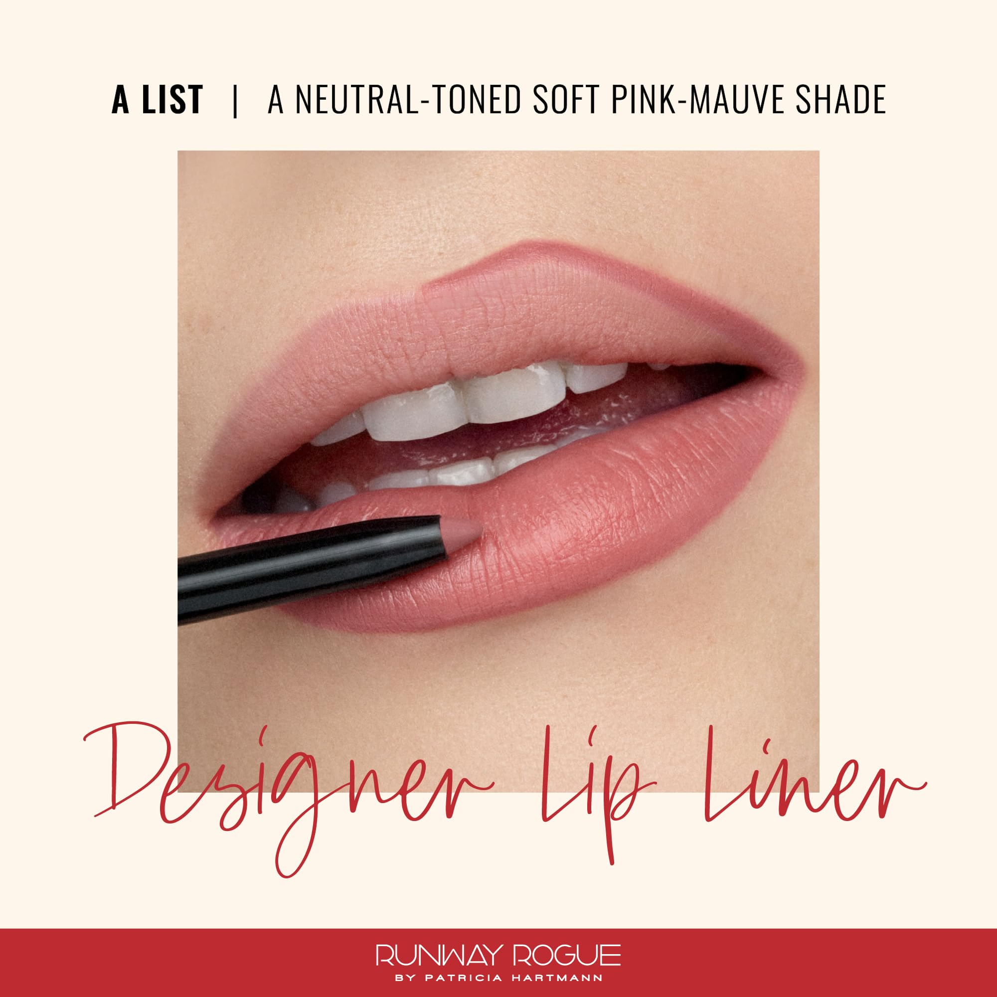 Runway Rogue Designer Liner Lip Pencil – A List (Matte Mauve-Pink) + Built-in Sharpener