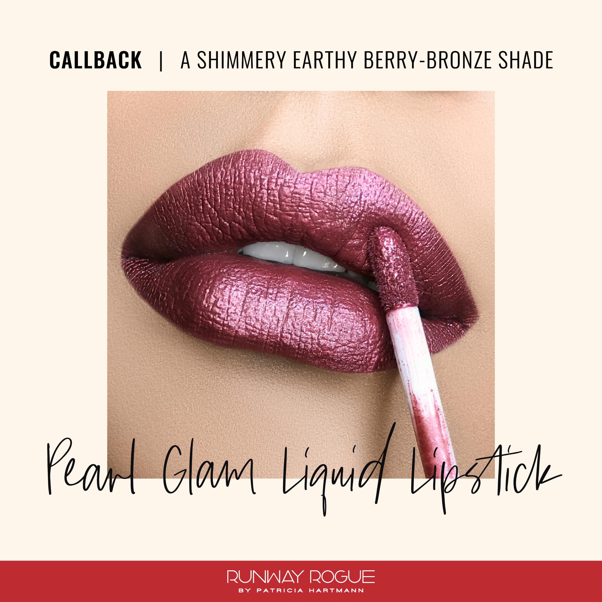Runway Rogue Pearl Glam Long Wear Shimmer Lipstick in Callback | Metallic Earthy Berry-Bronze
