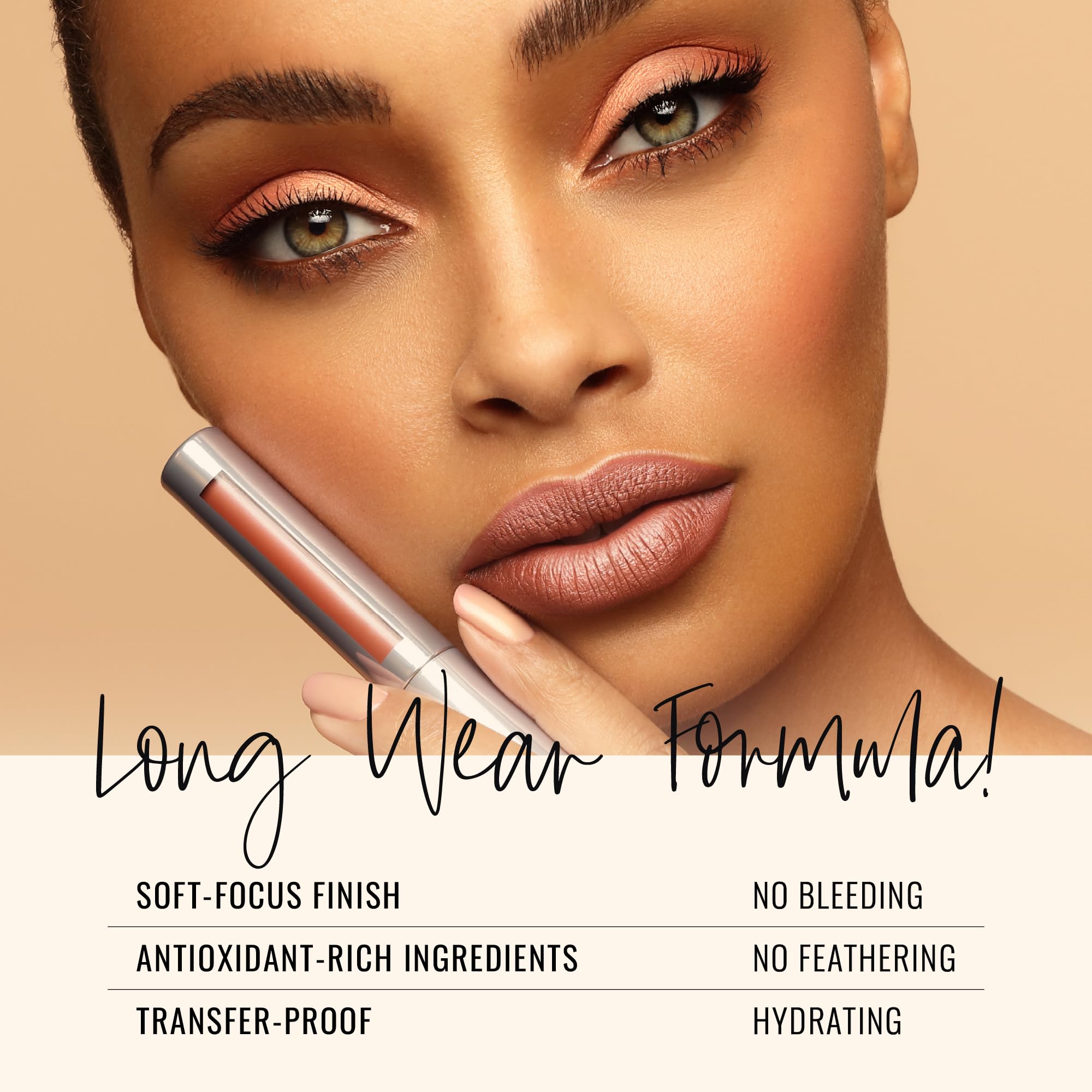 Runway Rogue Silk Glam Liquid Lipstick Paparazzi — Long-Wear Frosted Peachy Nude