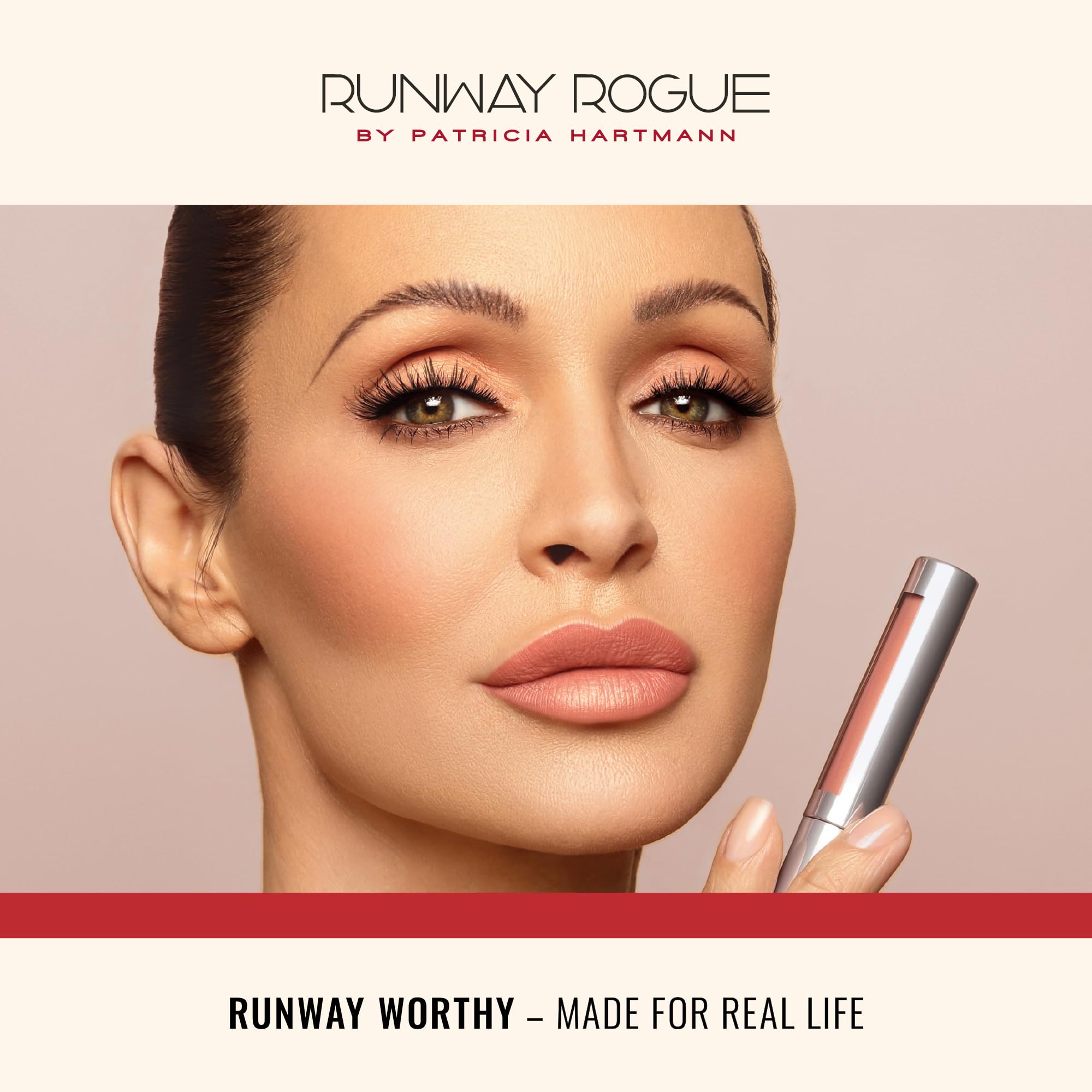 Runway Rogue Silk Glam Couture Lipstick – Long-Wear Frosted Golden-Nude