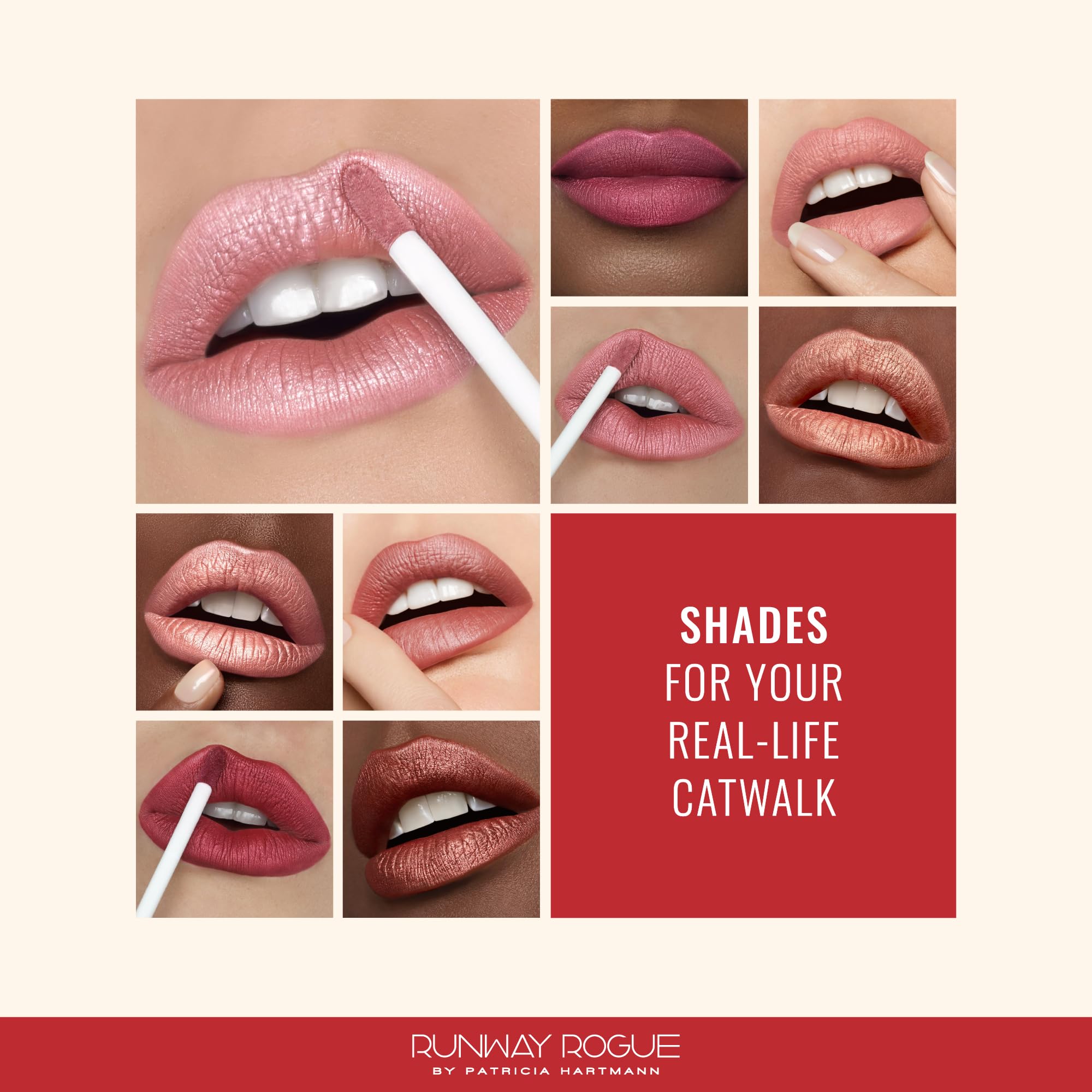 Runway Rogue Silk Glam Couture Lipstick – Long-Wear Frosted Golden-Nude