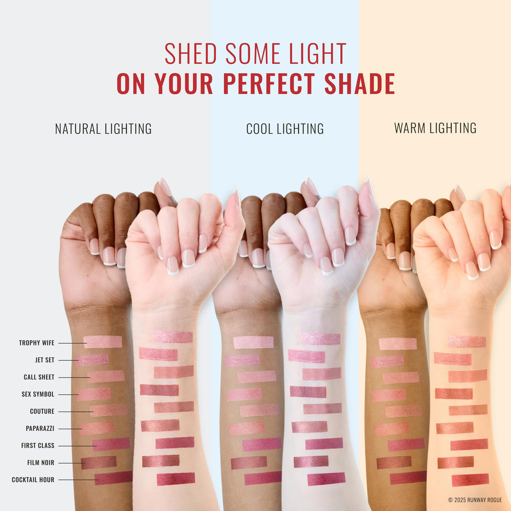 Runway Rogue Silk Glam Liquid Lipstick Trio – Long-Wear Frosted Shades in First Class, Jet Set, Trophy Wife