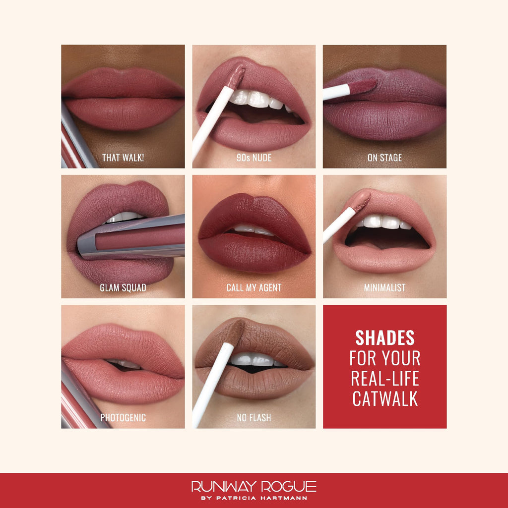 Runway Rogue Velvet Glam Liquid Lipstick – 90s Nude Mauve