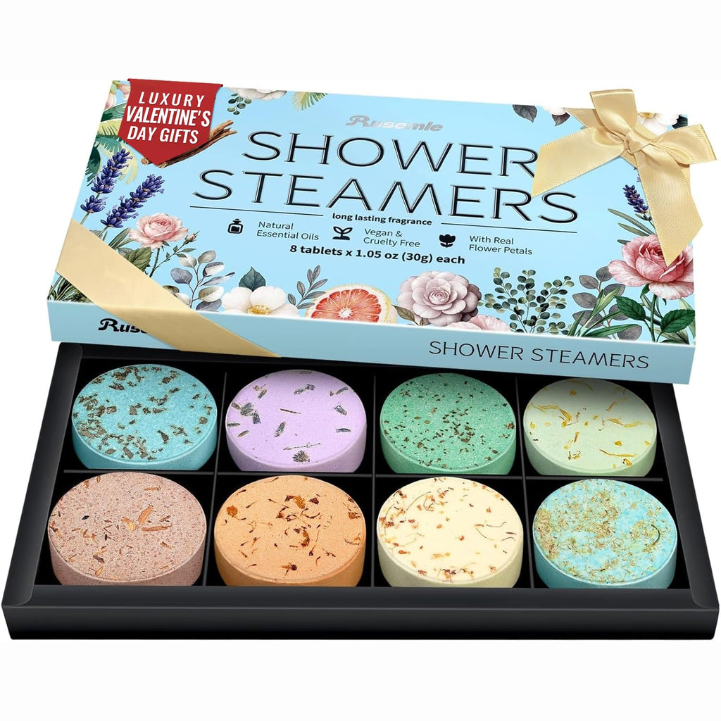 RUSEMLE Shower Steamers – 8-Scent Aromatherapy Gift Set for Men | Valentines Day Gift for Him