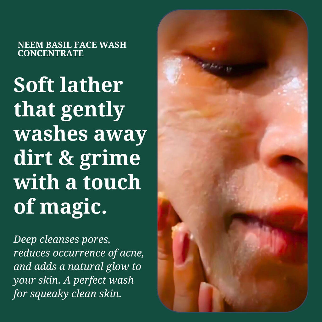 Rustic Art Organic Neem Basil Face Wash Concentrate – Deep Cleansing (50g) | Anti-Bacterial & Anti-Fungal