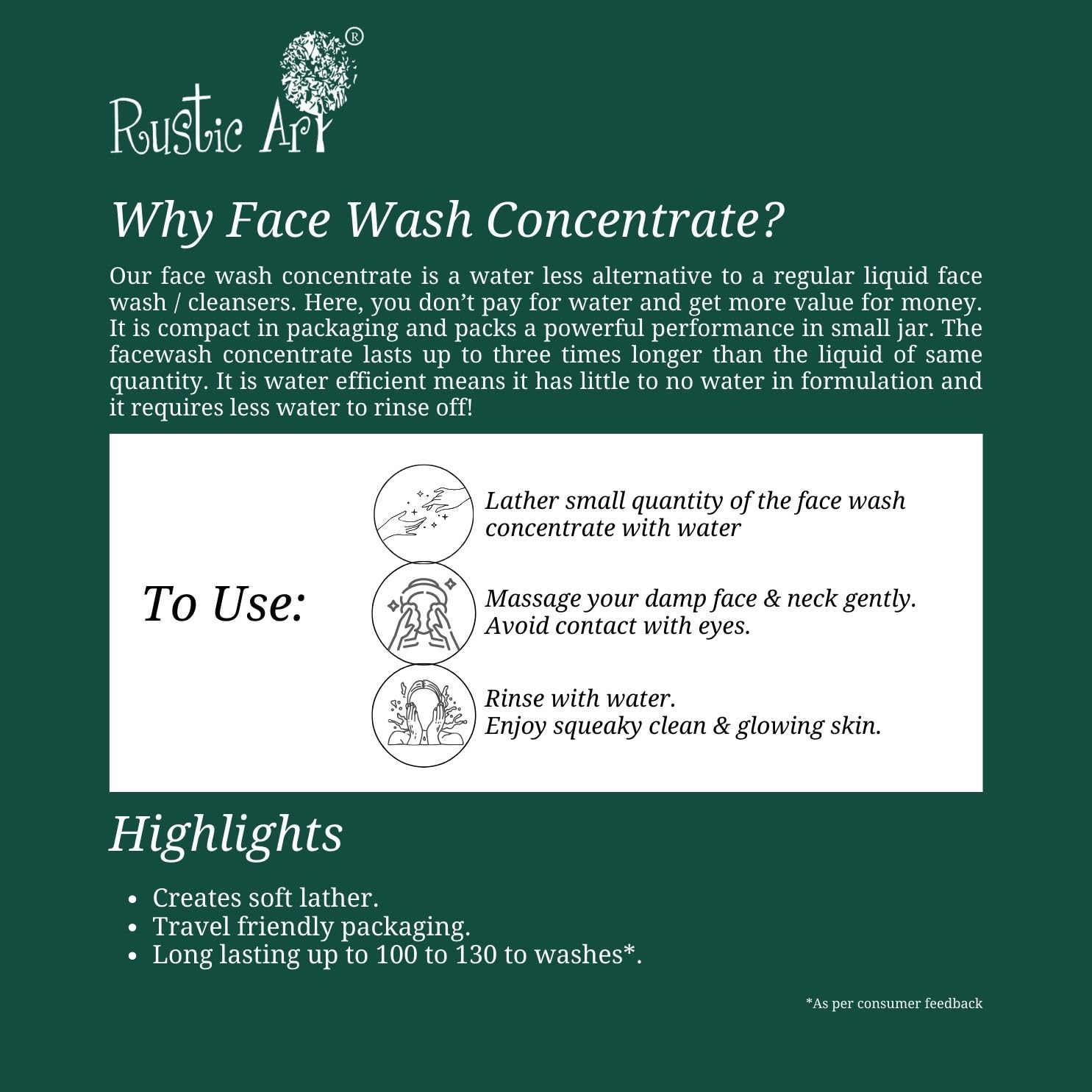 Rustic Art Organic Neem Basil Face Wash Concentrate – Deep Cleansing (50g) | Anti-Bacterial & Anti-Fungal